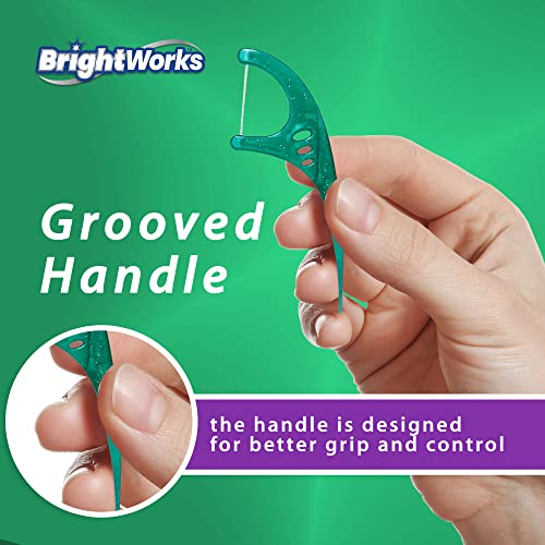270 Piece Brightworks Fresh Mint + Whitening Dental Flossers, With Super-Strong Floss For Adults, With Mint-Flavored Floss And Micro-Crystals, 90 Count (Pack Of 3) #TOP5