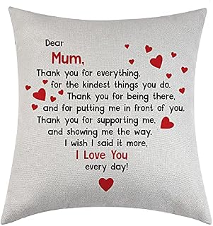 Mum Gifts From Daughter Son Mom Cushion Cover Throw Pillow Case Cushion Case Birthday Mama Mummy Pillow Cover 18x18 (Dear mum)