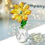 H&D Crystal Sunflower Figurine Ornament Paperweight Table Decor