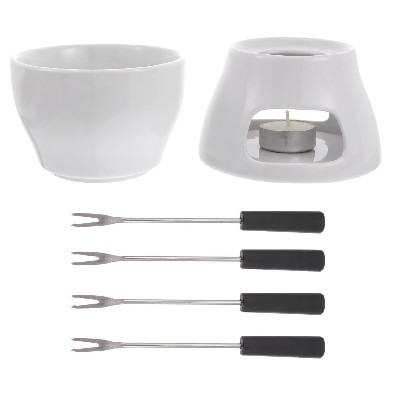 Gatuida Fondue de Cerámica 400ml para Chocolate y Queso Vela