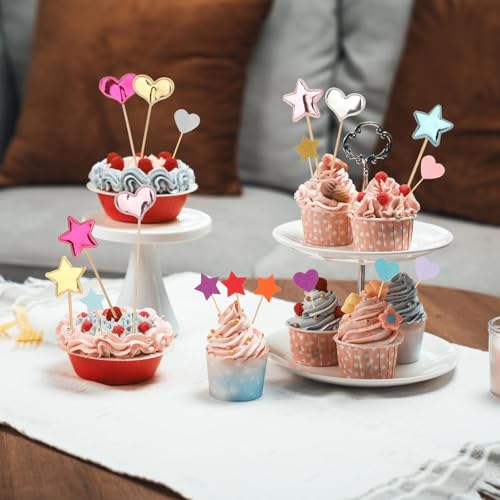 Salbsever 594317_1_RVAYEN5J 30 Pcs Star Cupcake Toppers Heart Cupcake Toppers Colorful Cake Heart And Star Cake Toppers Colorful Cute Party Decoration thumb #2