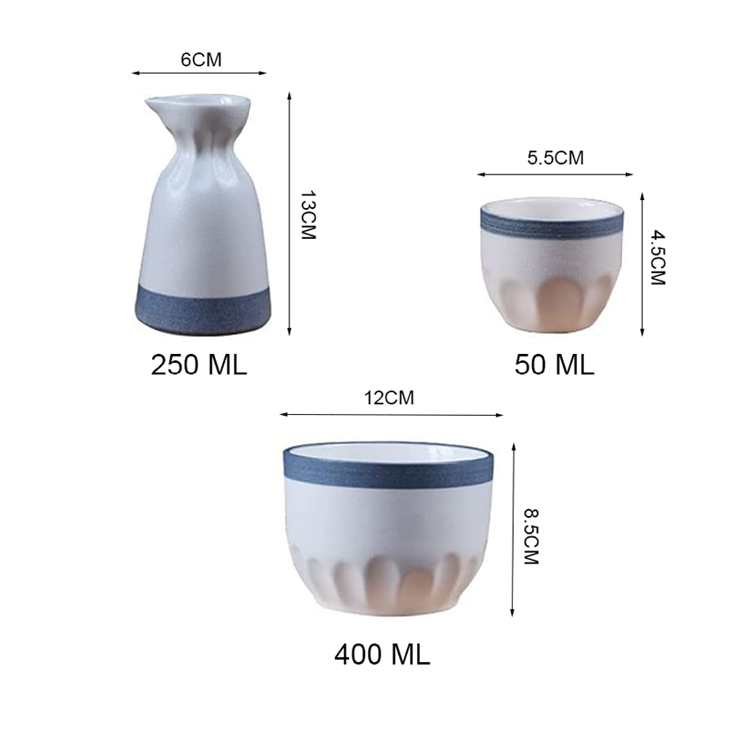 Set da 6 pezzi per sake, set di tazze per sake in ceramica tradizionale giapponese con glassa a fiocchi di neve con pentola riscaldante, design elegante, miglior regalo per tazze di famiglia e amici