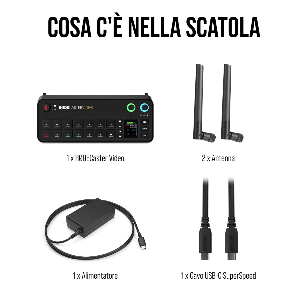 RØDE RØDECaster Video, switcher video professionale e interfaccia audio, multi-camera, 6 ingressi video HDMI e USB, 1080p60, scene multi-sorgente | Tutto-in-Uno, Mixer Audio Professionale Integrato, Switching Video, Qualità Broadcast