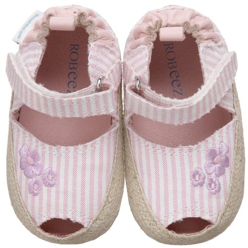 Robeez Mini Shoez Summer Stripes Mary Jane (Infant Toddler),Pink,12-18 Months (5 M US Toddler)