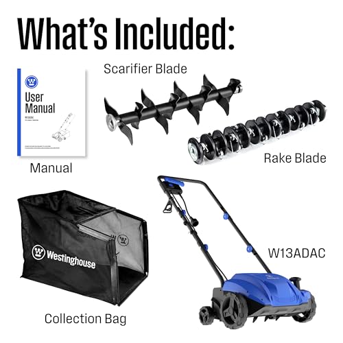 Westinghouse 13-Inch 12 Amp 2-in-1 Corded Lawn Electric Dethatcher and Scarifier with 8 Gallon Thatch Collection Bag, 4-Position Depth Adjustment, Foldable Handle, for Lawn, Yard and Grass - Image 7