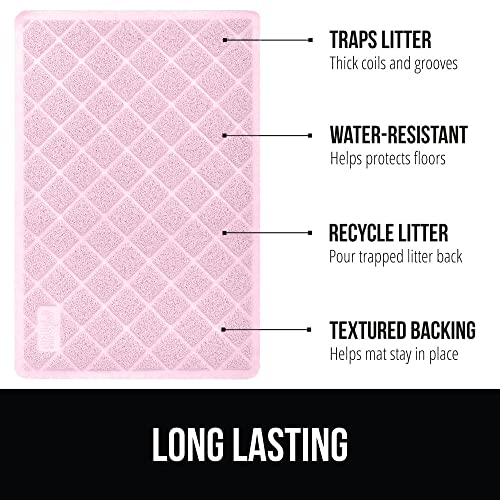 The Original Gorilla Grip Thick Cat Litter Trapping Mat, 32X32 Less Waste, Traps Mess From Box For Cleaner Floors, Stays In Place For Cats, Soft On Paws, Easy Clean, Durable Backing,Light Pink #TOP1