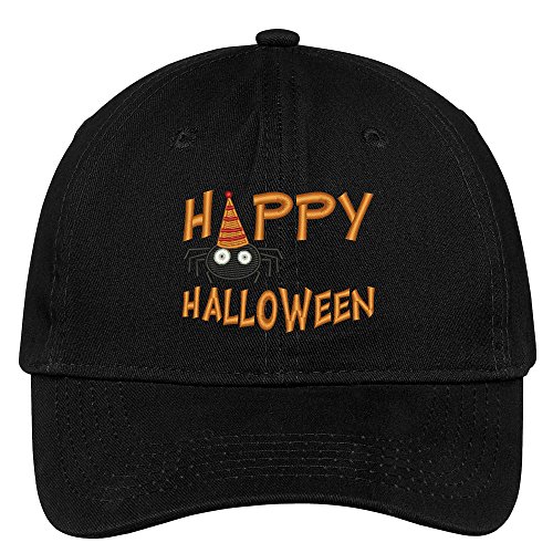 Trendy Apparel Shop Happy Halloween Embroidered Halloween Themed Cotton Baseball Cap - Black
