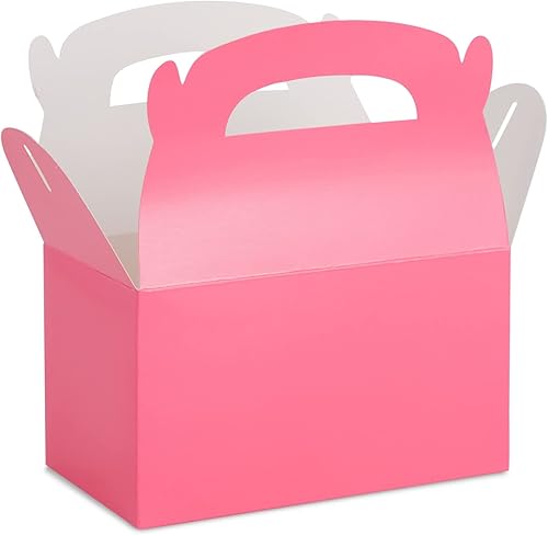 Miniatura 6 de BLUE PANDA Paquete de 24 cajas rosadas a dos aguas, cajas de fiesta rosas para cumpleaños de niños, recuerdos de fiesta, dulces, golosinas (6.2 x