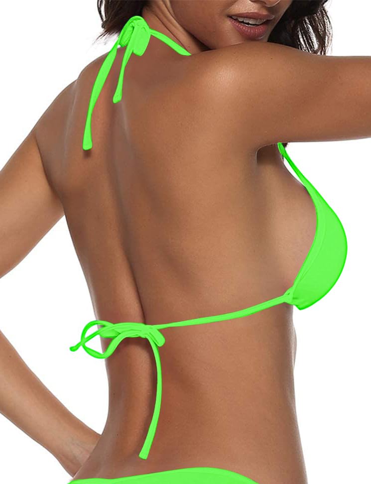 Image of Suvimuga Women's Triangle Bikini Top Push up Padded Halter String Bathing Suits Top