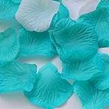 Worldoor Pack of 1500PCS Teal Blue Romantic Artificial Silk Fabric Rose Flower Petals for Ceremony...