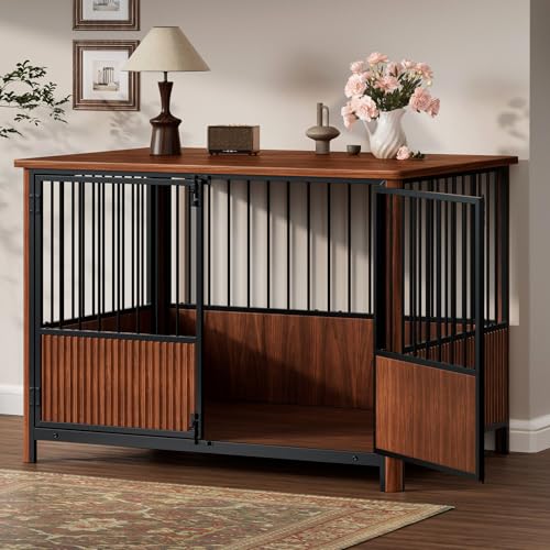 Zivanti 43 XL Fluted Wooden Dog Crate End Table