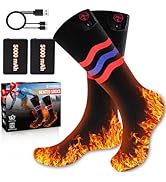 Heated Socks for Men Women, 5000mAh Rechargeable Washable Electric Socks, 3 Heating Settings 5V B...