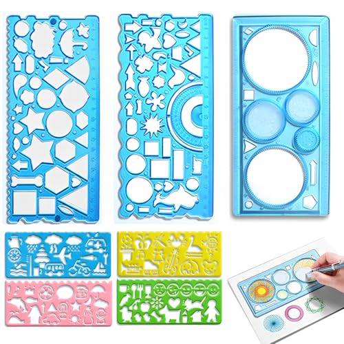 GHPKOTW 7 Piezas Juego De Reglas Escolar,Regla Geométrica