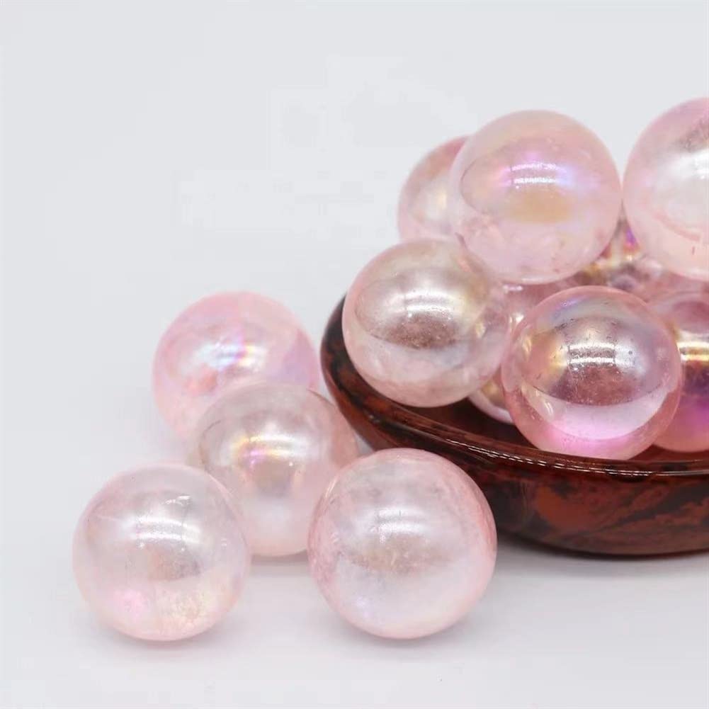 Amazon.co.jp: 7ピース 天然石 ピンクオーラクリスタル ミニスフィア