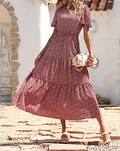 Image of PRETTYGARDEN Women's Casual Smocked Boho Floral A-Line Maxi Dress 2026
