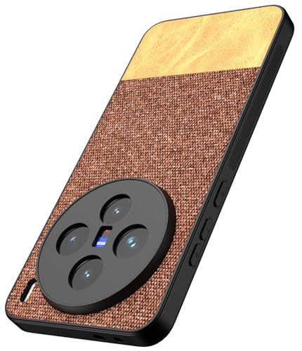 Image of Kapa Soft Fabric & Leather Hybrid Protective Back Cover for Vivo X200 (5G) | Shockproof Slim Hard Anti Slip Back Case (Brown)
