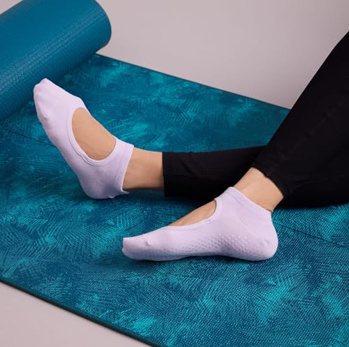 Image of Mint & Oak Pilates Socks with Grips for Women, Ankle Length Non-Slip Yoga Socks, Cotton Ideal For Yoga, Pilates, Gym, Workout, Cute Women's Gift