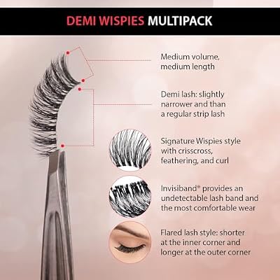 Ardell Demi Wispies Eyelashes Multi-Dimensional, Eyelashes Natural Look, 6 Pairs