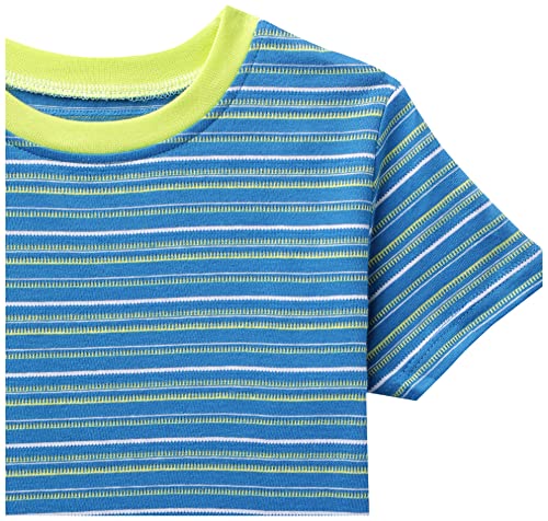 Image of miniklub Boys Blue Striped Cotton T-Shirt