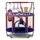 55' Trampoline for Kids with Enclosure, 440lbs Capacity Indoor & Outdoor Toddler Mini Small Trampoline with...
