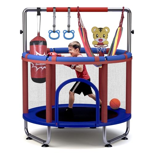 55" Trampoline for Kids with Enclosure, 440lbs Capacity Indoor &