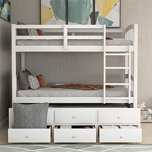 Merax Twin Bunk Bed with Trundle and Drawers