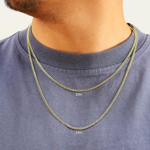 Nuragold 14k Real Yellow Gold Cuban Curb Link 2.5mm Chain Necklace (16"-26") Italian Jewelry for Men & Women2