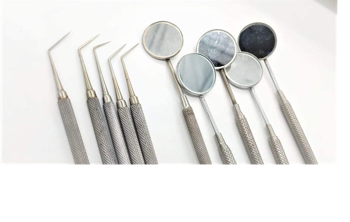 ADDLER DENTAL PROBE SINGLE ENDED AND MOUTH MIRROR WITH HANDLE SET OF 10. (INDIAN)-picture-11