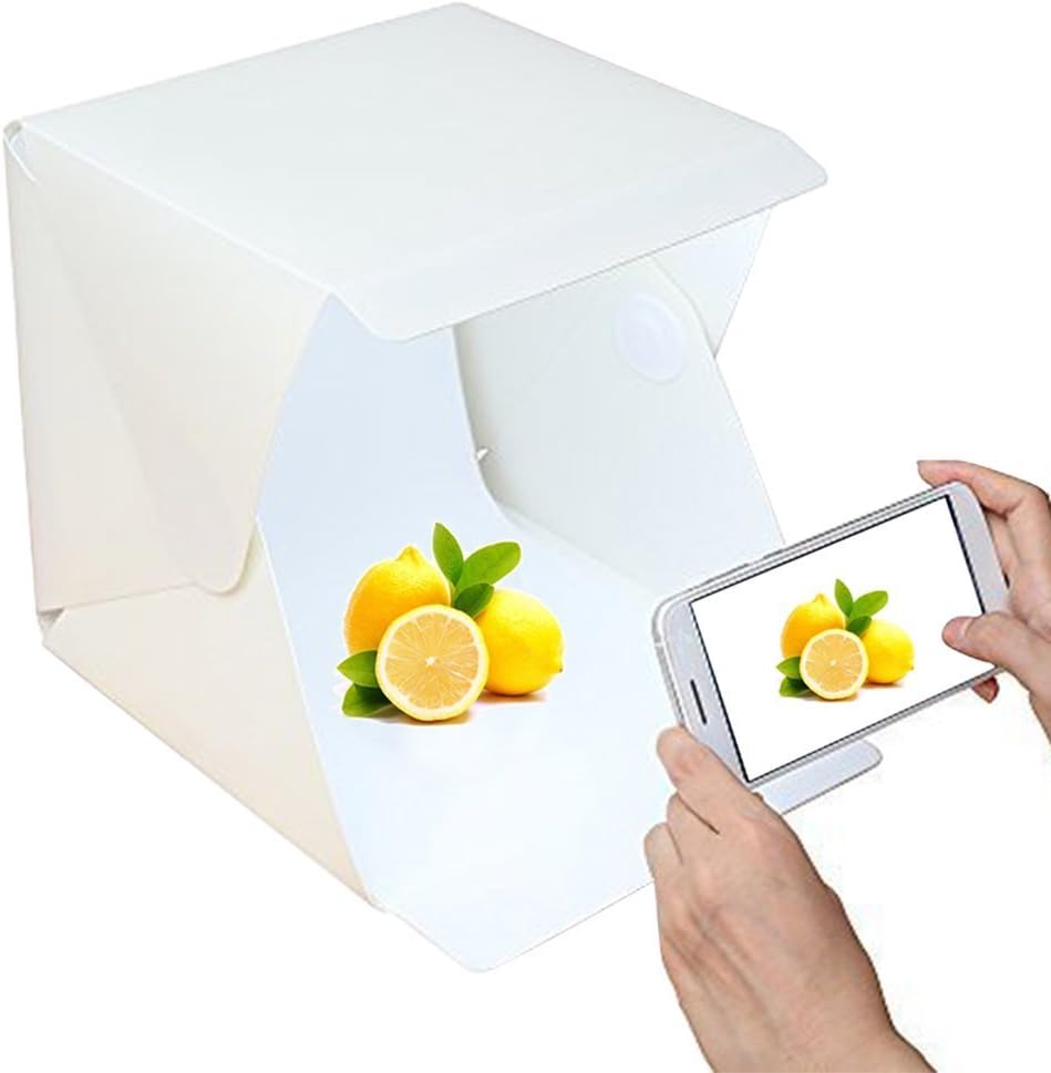 Vkatech Mini Portable Foldable Photography Studio Light Box Kit with LED Light - Studio Diffuse Soft Box Tent With Black and White Backgrounds
