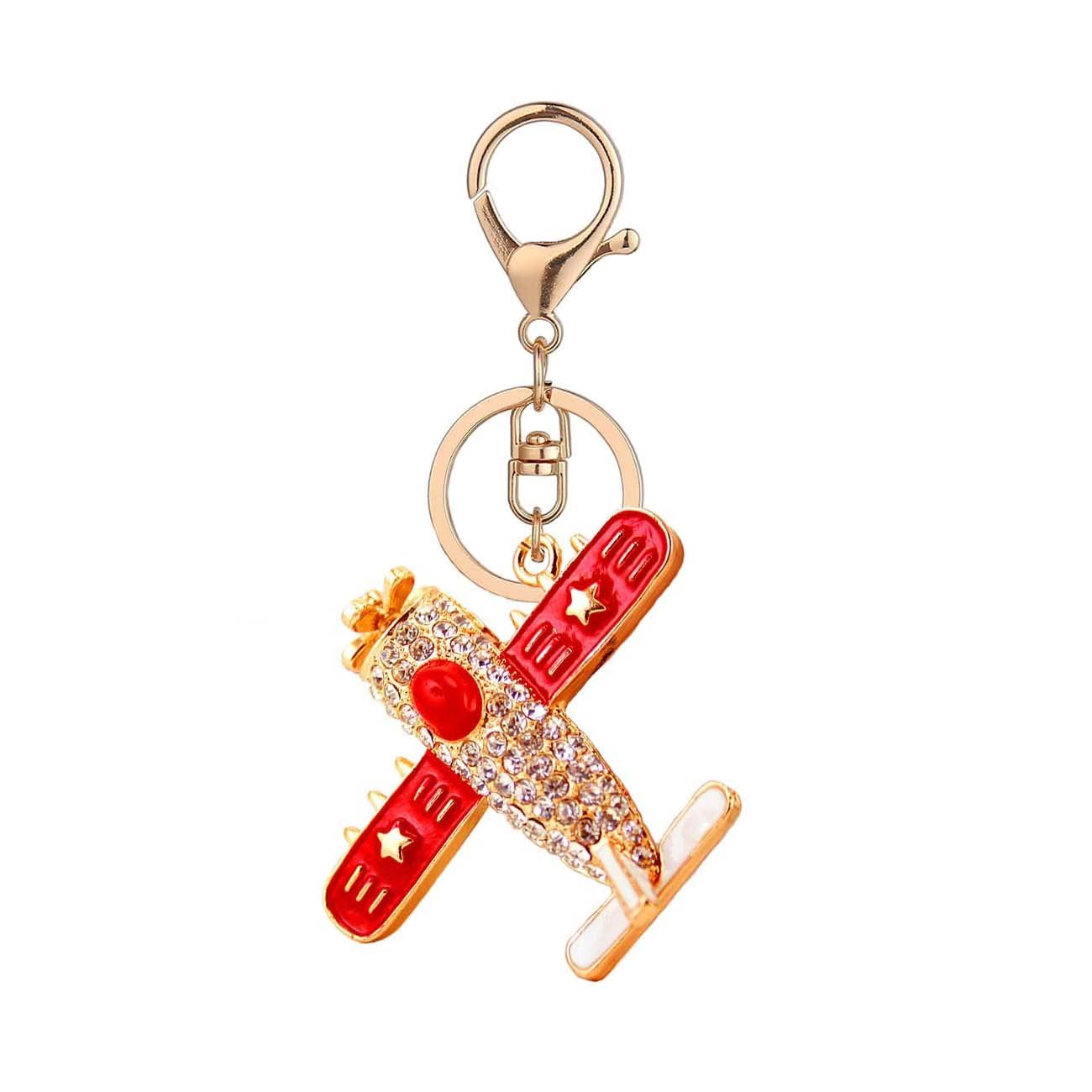 DYbabyAdorable Crystal Car and Airplane Keychain Shining Handbag Charms Sweet Gift for Girls