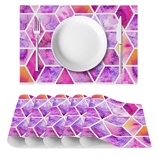Sets de table géométriques roses 30x45 cm lot de 6 lavables pour repas - 3