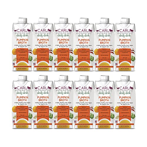 Image of Caru - Daily Dish Pumpkin Broth - Meal Topper for Dogs & Cats - Supports Overall Pet Health - Pour-Over Broth for Wet /Dry Food - Human Grade Ingredients - Non-GMO - Made in USA - 12 Pack