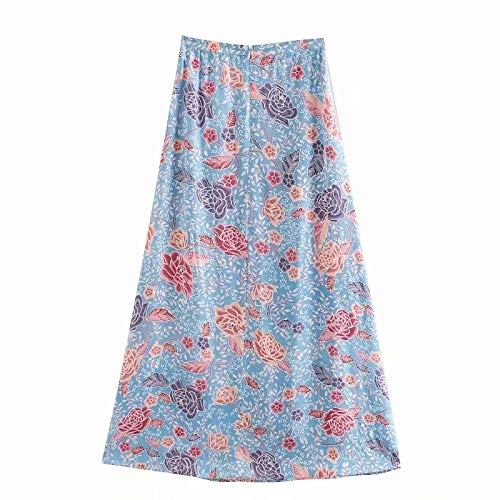 MAZE MA Jupe Longue Bohemedamen Maxirock Bohobohemian Skirts for Womenvintage Chic Elegant Hippie Ladies A-Line Floral Print Skirt Elastic Waist Boho Pleated Beach Party Skirt Female Oversize, S Cover