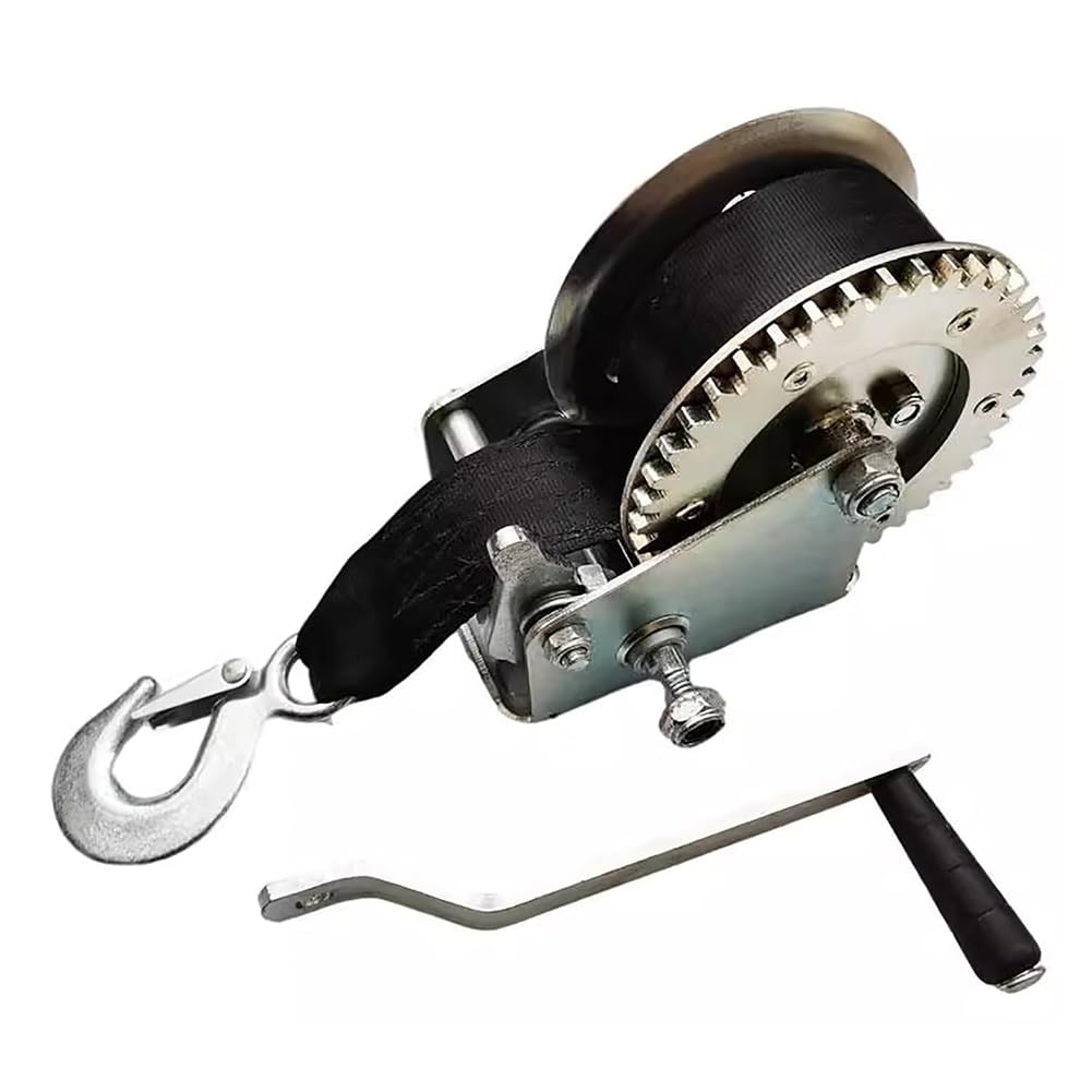 KK-GAL Webbing Hand Winch, Professional Boat Trailer Winch, Manual Winch with Hook and Gear, Portable Manual Hand Crank, Manual Operated Hand Crank Winch for Trailer Towing Winch,1200lbs