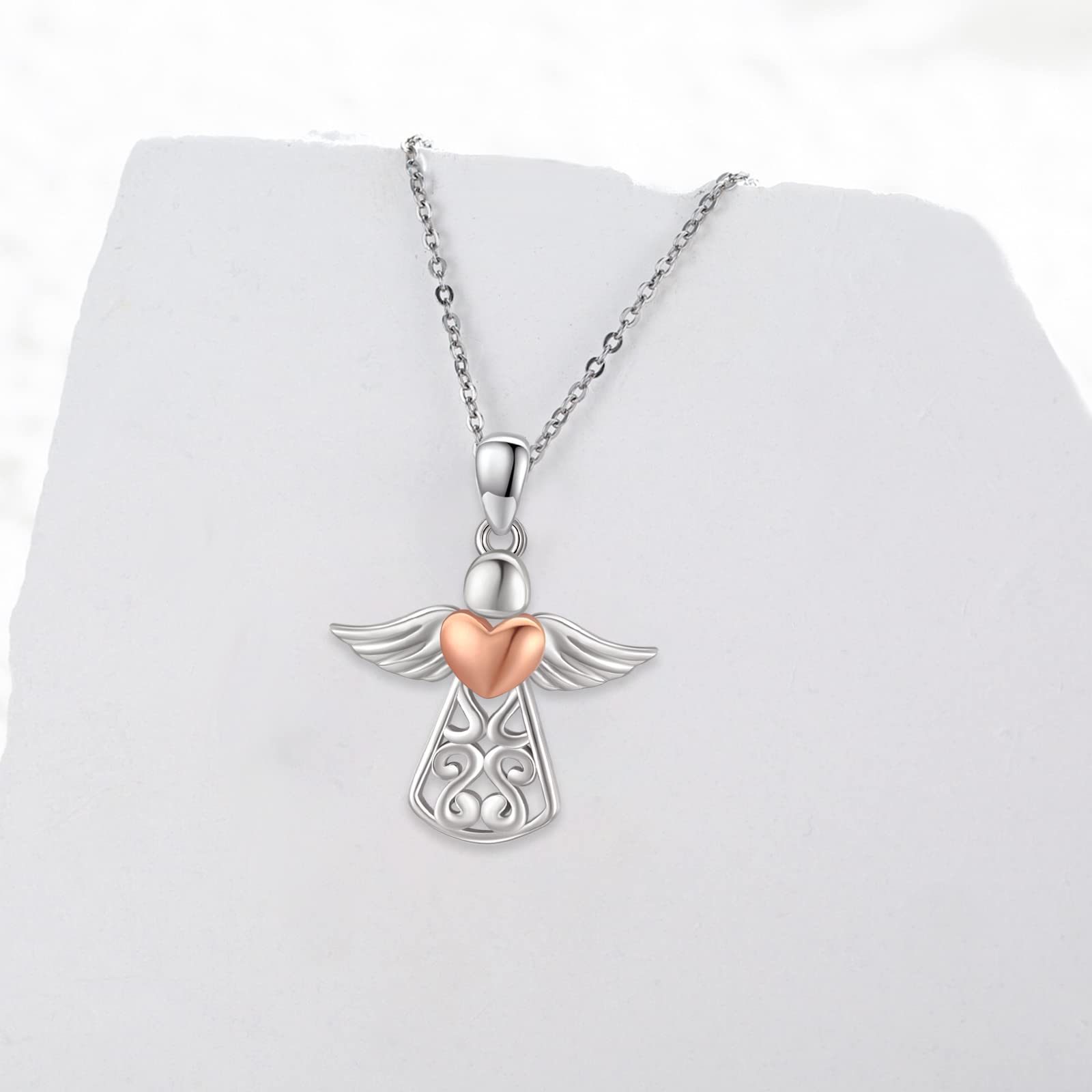 OHAYOO Engel Kette Damen 925 Sterling Silber Schutzengel Kette Engel Anhänger Halskette für Damen Schmuck Geschenke für Damen Mädchen Muttertagsgeschenk