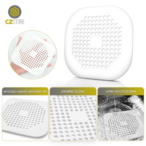 CZ Store® – Filtr do Odpływu Prysznicowego na Włosy 4 szt. | Szary + Biały | ✮✮DOŻYWOTNIA GWARANCJA✮✮ – Silikonowy Łapacz Włosów do Prysznica, Wanny i Zlewu – Sitko do Odpływu do Łazienki i Kuchni