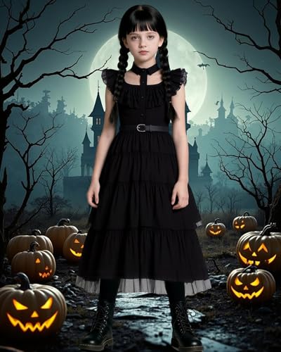 Vestido negro para niña disfraz de princesa Halloween miniatura 5
