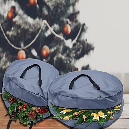 Kuppn 91.4x20.3cm Double Premium Christmas Wreath Storage Bag, 420 Oxford Canvas Christmas Wreath Storage Container Water Resistant Fabric Storage Dual Zippered Bag for Easy Xmas Holiday Storage