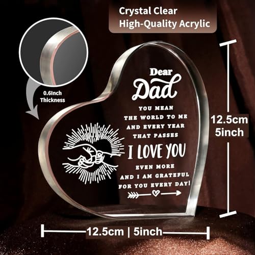 Image of Gifzy Dad Gifts - Delicate Dad Birthday Gifts from Daughter Son - Engraved Acrylic Decorations Christmas Fathers Day Birthday Gift for Dad, Idea