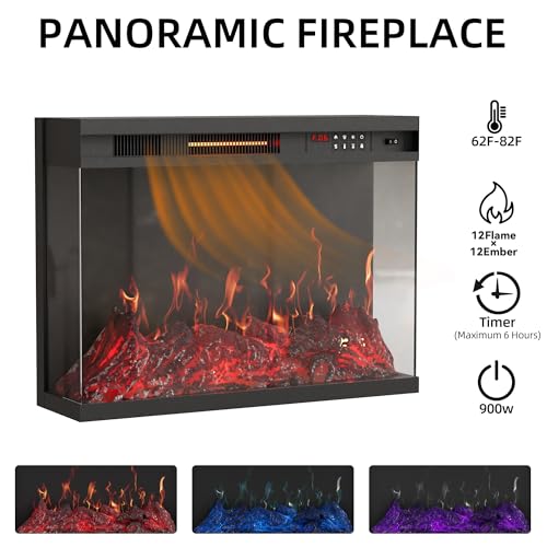 Furniwell Electric Fireplace TV Stand for TVs up to 65’’, Farmhouse Media Entertainment Center with 3-Sided Glass Fireplace, TV Console with Door Storage Cabinet for Living Room (White) - Thumbnail 4