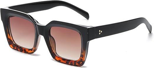 JCTAIFOO Lunettes De Soleil Rectangulaires Vintage Pour Homme Et Femme - Rétro - Rectangulaire - Grande Monture épaisse, Gris