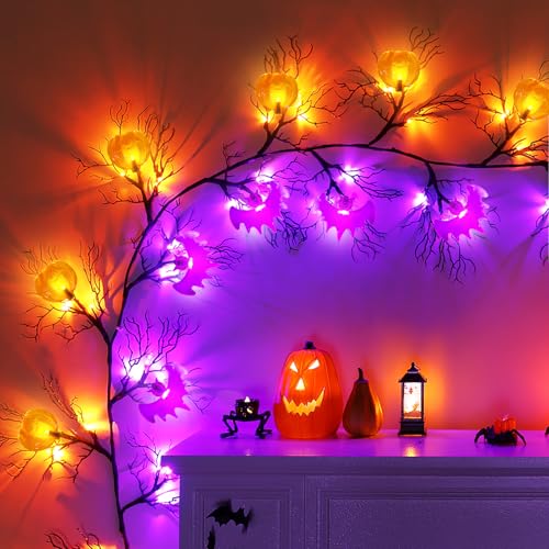 Guirlande d'Halloween Joyhalo 46 LED 1m80 de saule à piles