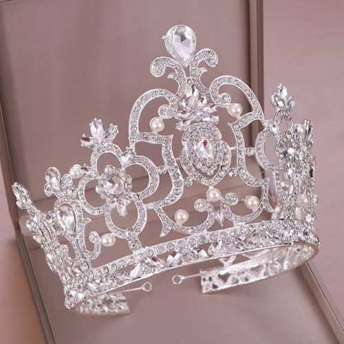 Tiara de boda con perlas y strass corona de novia cómoda 7