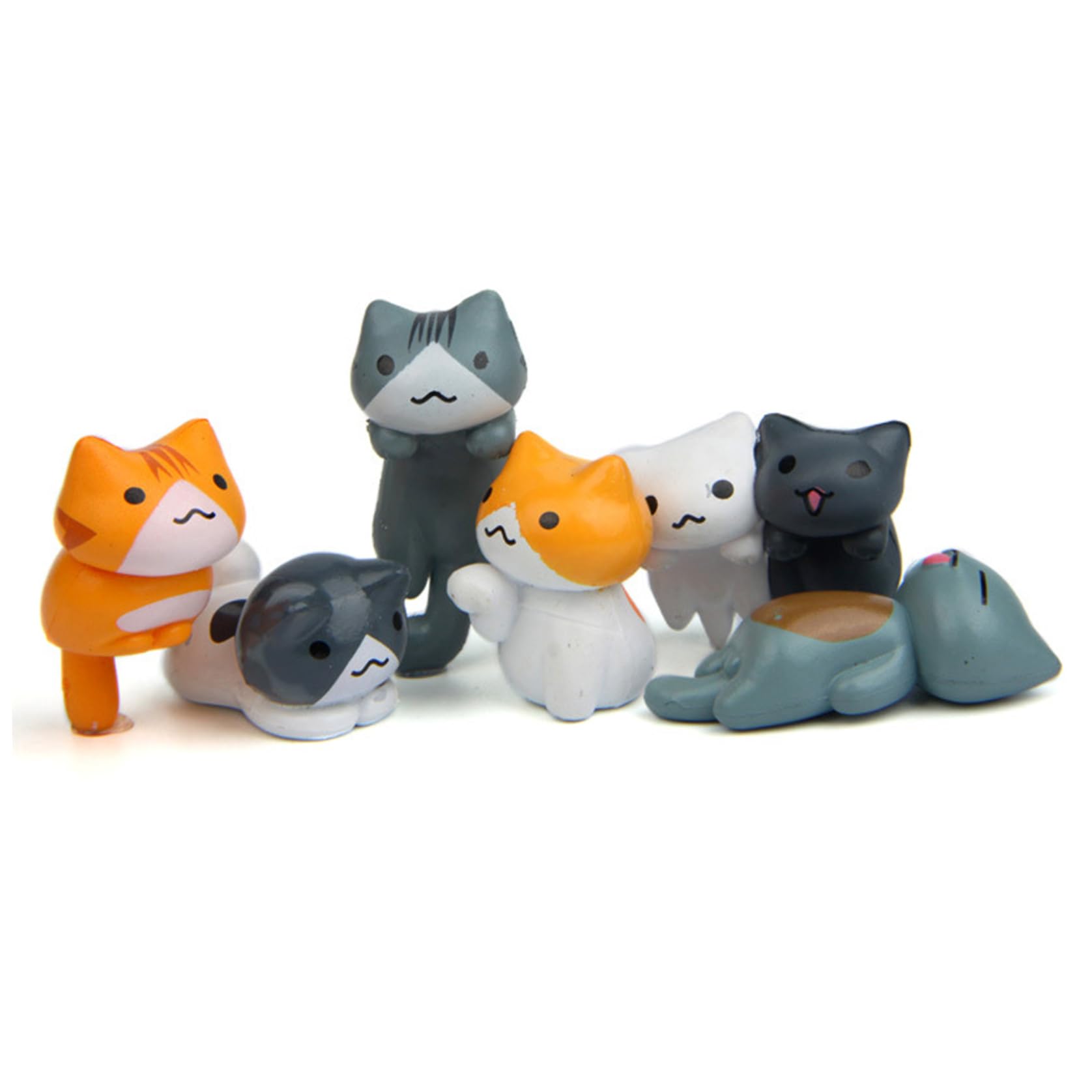 Hintyne Tiny Cats 6PCS Mini Cat Figurines Set, Cute Bonsai PVC Mini Cats, DIY Miniature Cat Figurines for Home Garden Decor Plant Pots Bonsai Craft Decor Cake Topper