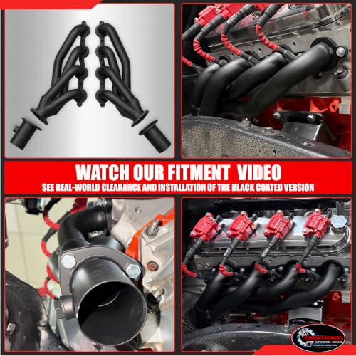 Image of LS Swap Black Thermal Coated Shorty Headers Block Hugger Tight Tuck Compact Exhaust Headers with MLS and Copper Gaskets 2.5 Inch Collectors Fits 5.3 6.0 LS1 LS2 LS3 S10 C10 K10