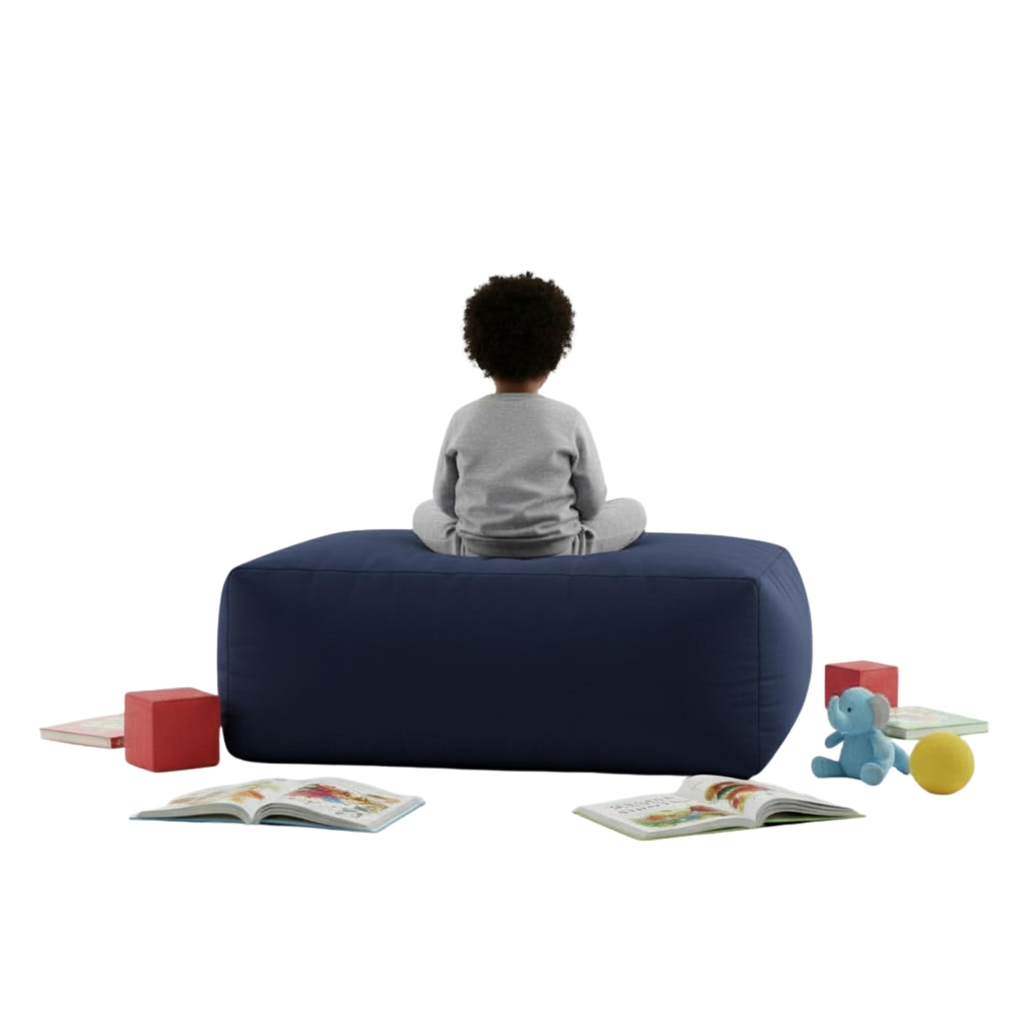 Kosiproducts Pouffe Footstool Bean bag Ottoman Rectangle Foots tool Water Resistant Indoor and Outdoor Use (Navy Blue 80x60x40)