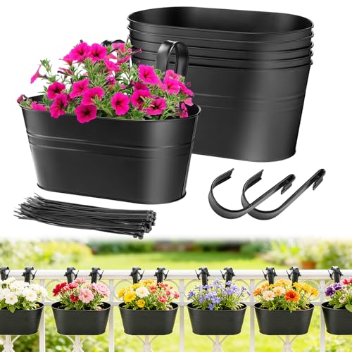 MADHOLLY Railing Planter with Drainage Holes...