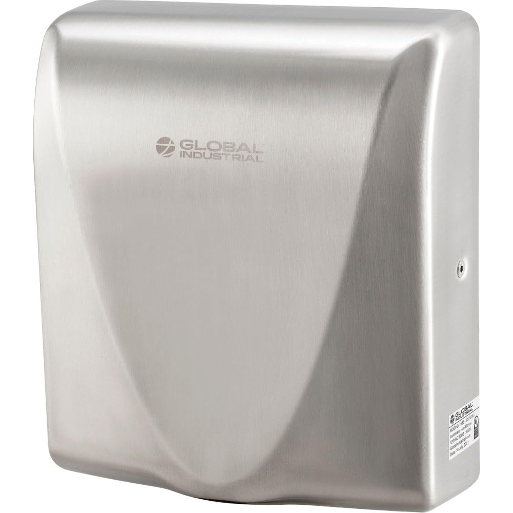 Global Industrial 641565 High Velocity Automatic Thin Hand Dryer ADA Brushed Stainless 120V