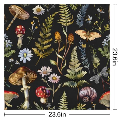 Forest Mushroom Snails Leaves Square Silk Scarf for Women, 23.6" Lightweight Fashion Scarves Wraps, Silk Like Hair Neck Scarf Headband Bandanas for Ladies2