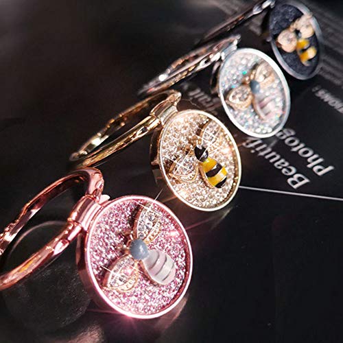 Gsrypc Fashion Bee Pattern Cell Phone 360° Rotating Ring Stand Holder , Bling Diamond Finger Kickstand Back Stand Hand Grip Compatible With Iphone 12 ,Samsung S21 Iphone 13 Pro Max (Black) #TOP2